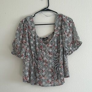 Floral Grey Women Top